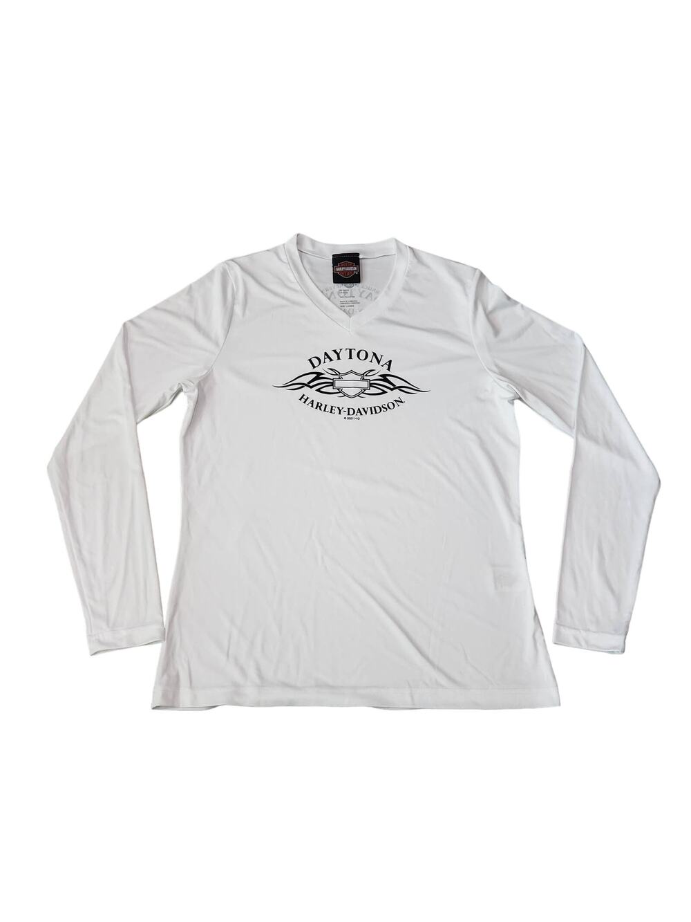 Harley Davidson Motor Cycle Bruce Ross Meyers Daytona Beach FL Long Sleeve Shirt